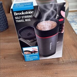 NWOT-Brookstone Self Stirring Travel Mug - Black and Red
